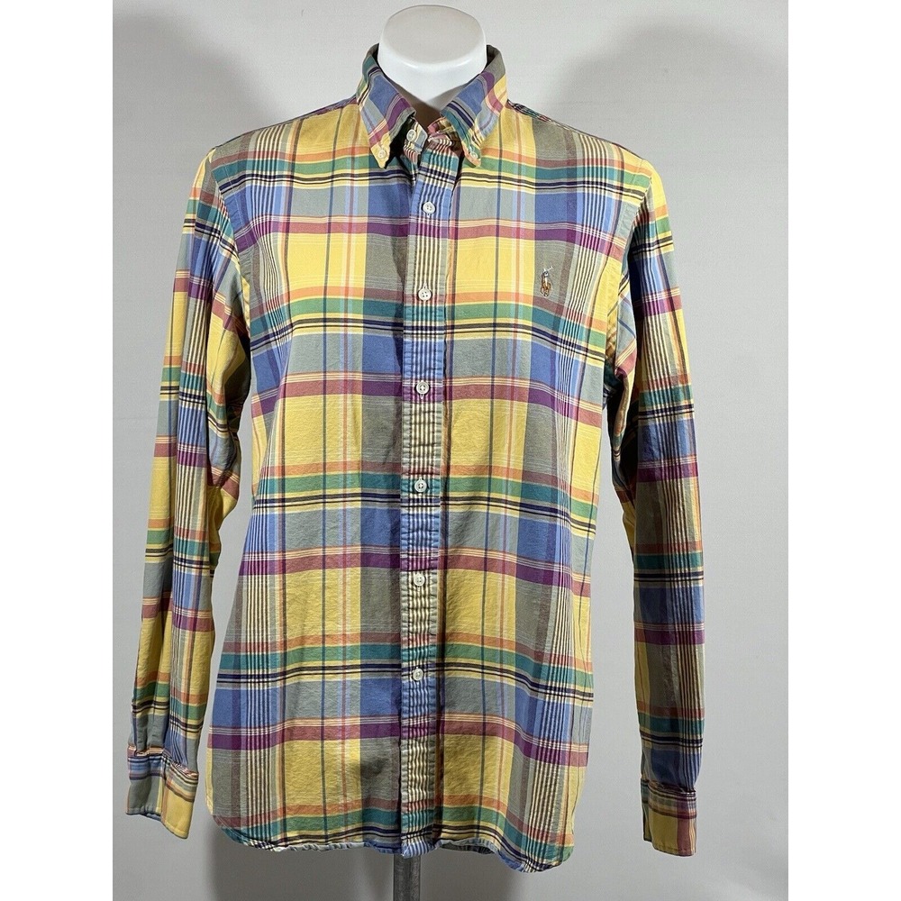 Polo Ralph Lauren Shirt Mens Medium Plaid Button Down Long‎ Sleeve Classic